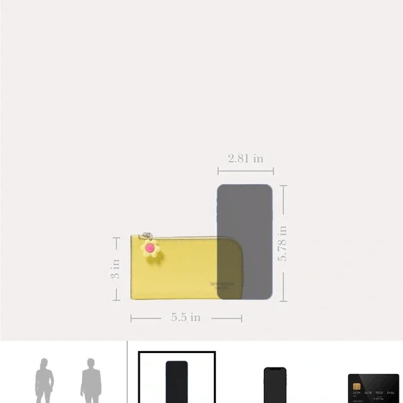 NWT Kate Spade Devin Small Slim Bifold Yellow Wallet with Flower Charm - Picture 7 of 8